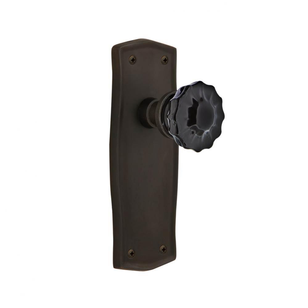 Nostalgic Warehouse Prairie Plate Privacy Crystal Black Glass Door Knob in Oil-Rubbed Bronze