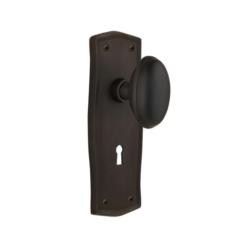 Nostalgic Warehouse Prairie Plate with Keyhole Single Dummy Homestead Door Knob in Oil-Rubbed Bron