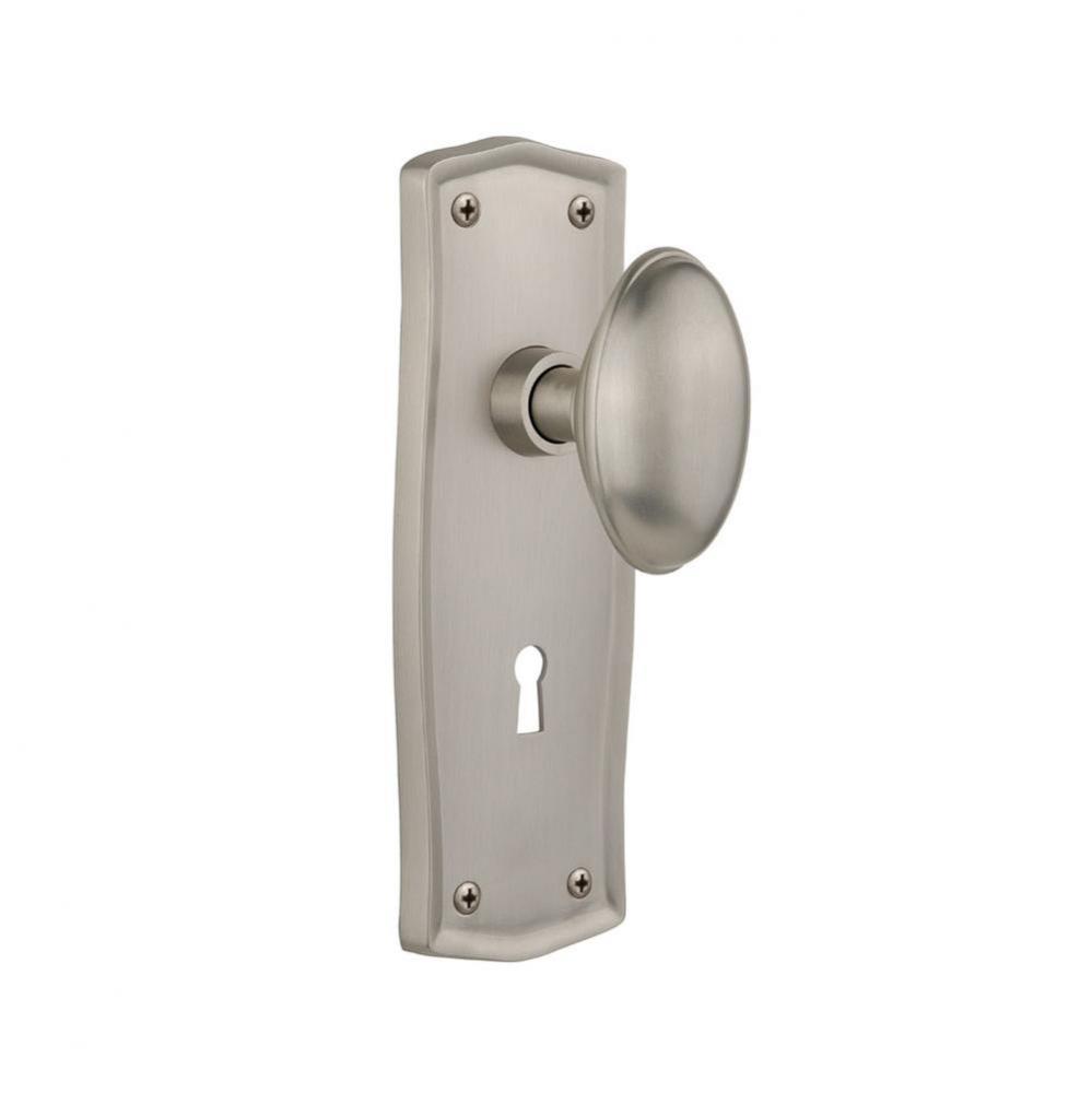 Nostalgic Warehouse Prairie Plate with Keyhole Passage Homestead Door Knob in Satin Nickel
