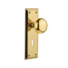 Nostalgic Warehouse 701105 - Nostalgic Warehouse New York Plate with Keyhole Privacy New York Door Knob in Polished Brass