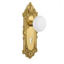 Nostalgic Warehouse 702049 - Nostalgic Warehouse Victorian Plate Interior Mortise White Porcelain Door Knob in Polished Brass