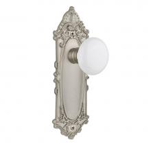 Nostalgic Warehouse 702068 - Nostalgic Warehouse Victorian Plate Double Dummy White Porcelain Door Knob in Satin Nickel