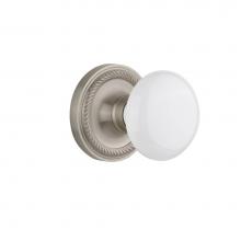 Nostalgic Warehouse 702141 - Nostalgic Warehouse Rope Rosette Double Dummy White Porcelain Door Knob in Satin Nickel