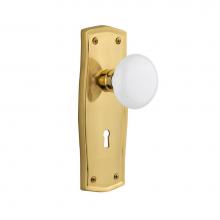 Nostalgic Warehouse 702160 - Nostalgic Warehouse Prairie Plate Interior Mortise White Porcelain Door Knob in Polished Brass