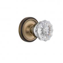 Nostalgic Warehouse 702173 - Nostalgic Warehouse Classic Rosette Single Dummy Crystal Glass Door Knob in Antique Brass