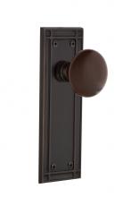 Nostalgic Warehouse 702682 - Nostalgic Warehouse Mission Plate Privacy Brown Porcelain Door Knob in Timeless Bronze