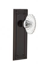 Nostalgic Warehouse 702693 - Nostalgic Warehouse Mission Plate Privacy Oval Fluted Crystal Glass Door Knob in Timeless Bronze