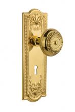 Nostalgic Warehouse 702789 - Nostalgic Warehouse Meadows Plate with Keyhole Double Dummy Meadows Door Knob in Unlacquered Brass