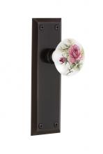 Nostalgic Warehouse 702963 - Nostalgic Warehouse New York Plate Privacy White Rose Porcelain Door Knob in Timeless Bronze