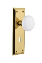 Nostalgic Warehouse 703660 - Nostalgic Warehouse New York Plate Interior Mortise White Porcelain Door Knob in Unlacquered Brass