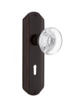 Nostalgic Warehouse 703844 - Nostalgic Warehouse Deco Plate Interior Mortise Round Clear Crystal Glass Door Knob in Timeless Br