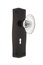 Nostalgic Warehouse 703920 - Nostalgic Warehouse Prairie Plate Interior Mortise Oval Fluted Crystal Glass Door Knob in Timeless