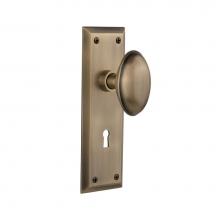 Nostalgic Warehouse 704601 - Nostalgic Warehouse New York Plate with Keyhole Single Dummy Homestead Door Knob in Antique Brass