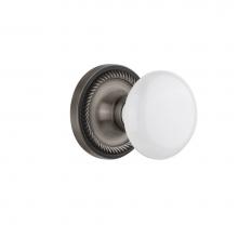 Nostalgic Warehouse 704724 - Nostalgic Warehouse Rope Rosette Single Dummy White Porcelain Door Knob in Antique Pewter