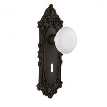 Nostalgic Warehouse 704888 - Nostalgic Warehouse Victorian Plate Interior Mortise White Porcelain Door Knob in Oil-Rubbed Bronz