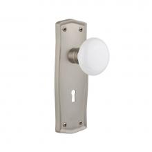 Nostalgic Warehouse 704926 - Nostalgic Warehouse Prairie Plate Interior Mortise White Porcelain Door Knob in Satin Nickel