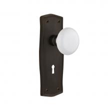 Nostalgic Warehouse 704927 - Nostalgic Warehouse Prairie Plate Interior Mortise White Porcelain Door Knob in Oil-Rubbed Bronze