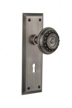 Nostalgic Warehouse 705116 - Nostalgic Warehouse New York Plate with Keyhole Passage Meadows Door Knob in Antique Pewter