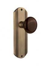 Nostalgic Warehouse 705711 - Nostalgic Warehouse Deco Plate Passage Brown Porcelain Door Knob in Antique Brass