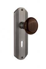 Nostalgic Warehouse 705731 - Nostalgic Warehouse Deco Plate with Keyhole Privacy Brown Porcelain Door Knob in Antique Pewter