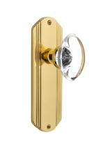 Nostalgic Warehouse 705759 - Nostalgic Warehouse Deco Plate Passage Oval Clear Crystal Glass Door Knob in Unlacquered Brass