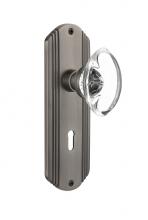 Nostalgic Warehouse 705773 - Nostalgic Warehouse Deco Plate with Keyhole Privacy Oval Clear Crystal Glass Door Knob in Antique