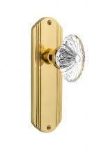 Nostalgic Warehouse 705801 - Nostalgic Warehouse Deco Plate Passage Oval Fluted Crystal Glass Door Knob in Unlacquered Brass