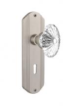 Nostalgic Warehouse 705817 - Nostalgic Warehouse Deco Plate with Keyhole Privacy Oval Fluted Crystal Glass Door Knob in Satin N