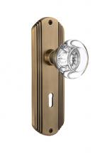 Nostalgic Warehouse 705871 - Nostalgic Warehouse Deco Plate Passage Round Clear Crystal Glass Door Knob in Antique Brass