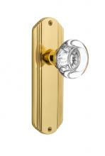 Nostalgic Warehouse 705887 - Nostalgic Warehouse Deco Plate Privacy Round Clear Crystal Glass Door Knob in Polished Brass