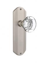 Nostalgic Warehouse 705888 - Nostalgic Warehouse Deco Plate Privacy Round Clear Crystal Glass Door Knob in Satin Nickel