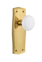 Nostalgic Warehouse 706241 - Nostalgic Warehouse Prairie Plate Double Dummy White Porcelain Door Knob in Polished Brass