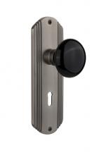 Nostalgic Warehouse 706544 - Nostalgic Warehouse Deco Plate with Keyhole Single Dummy Black Porcelain Door Knob in Antique Pewt