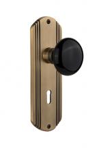 Nostalgic Warehouse 706555 - Nostalgic Warehouse Deco Plate with Keyhole Double Dummy Black Porcelain Door Knob in Antique Bras