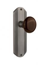Nostalgic Warehouse 706586 - Nostalgic Warehouse Deco Plate Single Dummy Brown Porcelain Door Knob in Antique Pewter