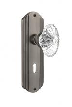 Nostalgic Warehouse 706708 - Nostalgic Warehouse Deco Plate Interior Mortise Oval Fluted Crystal Glass Door Knob in Antique Pew