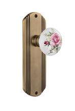 Nostalgic Warehouse 706742 - Nostalgic Warehouse Deco Plate Double Dummy White Rose Porcelain Door Knob in Antique Brass