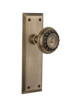 Nostalgic Warehouse 707657 - Nostalgic Warehouse New York Plate Privacy Meadows Door Knob in Antique Brass