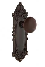 Nostalgic Warehouse 707973 - Nostalgic Warehouse Victorian Plate Single Dummy Brown Porcelain Door Knob in Timeless Bronze