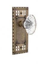 Nostalgic Warehouse 708687 - Nostalgic Warehouse Craftsman Plate Passage Oval Fluted Crystal Glass Door Knob in Antique Brass