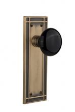 Nostalgic Warehouse 709211 - Nostalgic Warehouse Mission Plate Passage Black Porcelain Door Knob in Antique Brass