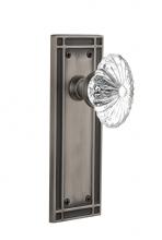 Nostalgic Warehouse 709272 - Nostalgic Warehouse Mission Plate Passage Oval Fluted Crystal Glass Door Knob in Antique Pewter
