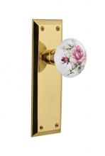 Nostalgic Warehouse 709422 - Nostalgic Warehouse New York Plate Passage White Rose Porcelain Door Knob in Polished Brass