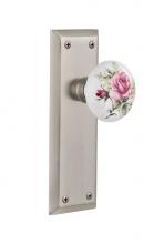 Nostalgic Warehouse 709423 - Nostalgic Warehouse New York Plate Passage White Rose Porcelain Door Knob in Satin Nickel
