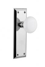 Nostalgic Warehouse 709443 - Nostalgic Warehouse New York Plate Passage White Porcelain Door Knob in Bright Chrome