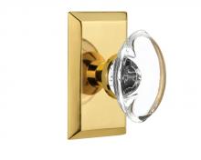 Nostalgic Warehouse 709810 - Nostalgic Warehouse Studio Plate Passage Oval Clear Crystal Glass Door Knob in Polished Brass