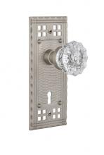 Nostalgic Warehouse 710054 - Nostalgic Warehouse Craftsman Plate with Keyhole Passage Crystal Glass Door Knob in Satin Nickel