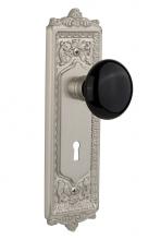 Nostalgic Warehouse 710162 - Nostalgic Warehouse Egg & Dart Plate with Keyhole Single Dummy Black Porcelain Door Knob in Sa