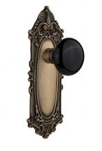 Nostalgic Warehouse 710227 - Nostalgic Warehouse Victorian Plate Double Dummy Black Porcelain Door Knob in Antique Brass