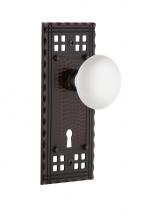 Nostalgic Warehouse 710247 - Nostalgic Warehouse Craftsman Plate with Keyhole Passage White Porcelain Door Knob in Timeless Bro